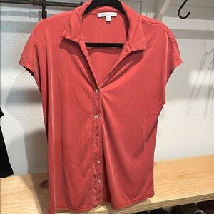 Green Envelope burnt orange button down women’s size M top